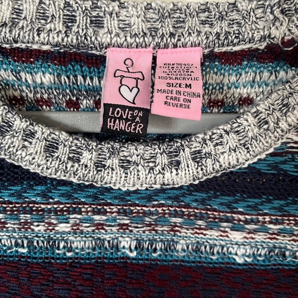 Love on a Hanger Gray and Blue Crew Neck Sweater - Picture 2 of 3